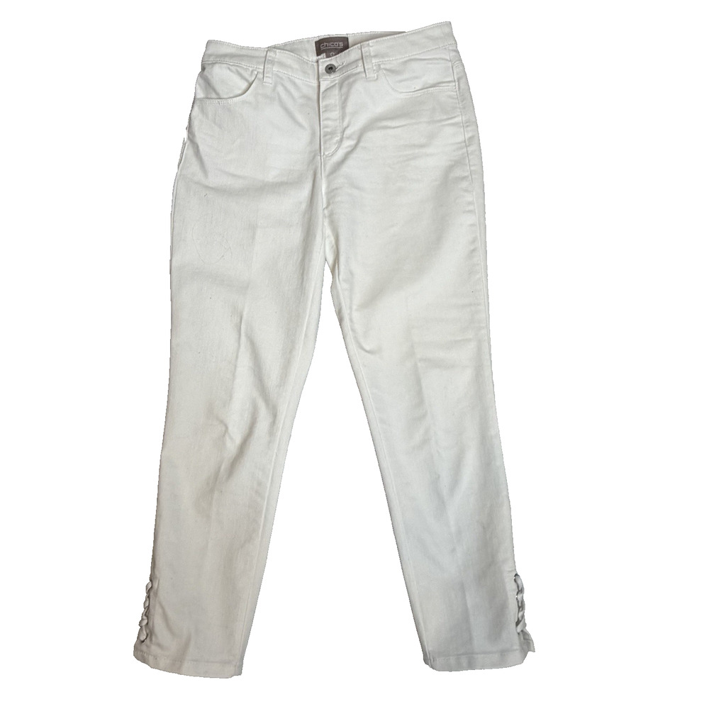 Chico’s Women’s Denim Pants White Chico’s Size 0 (Size 4) Ankle Laces